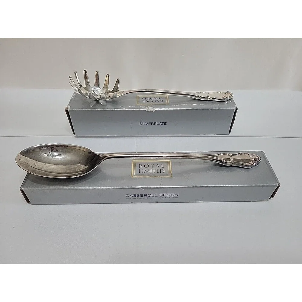 VTG Royal Limited Silverplated Serving Set - 2 Spoons 838-9 & 868-P In Box